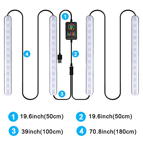 Trongle Luz Interior Coche con APP, Tira LED Iluminación Impermeable 48 LED Multi DIY Color Música, Auto Interior Atmósfera Led Iluminación, Cargador del USB 5V