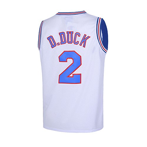 TUEIKGU Daffy Duck #2 Mesh Space Movie Jersey para hombre baloncesto S-XXL blanco/negro - blanco - Medium