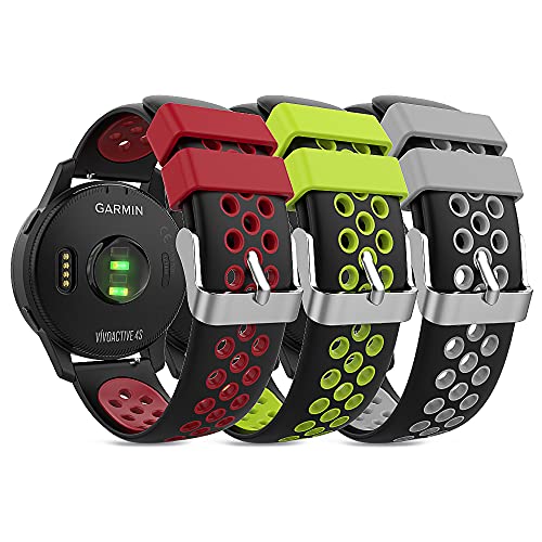 TUSITA Liberación Rápida Correa 18mm [3-Piezas] Compatible con Garmin Venu 2S, Vivoactive 4S, Vivomove 3S, Ticwatch C2, Fossil Gen 4 - Banda de Silicona de Repuesto - Relojes Inteligentes Accesorios