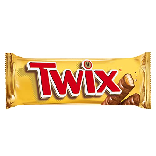 Twix Chocolatina Con Galleta Crujiente Y Suave Recubiertos De Chocolate Con Leche, En Barrita Doble ( Chocolatinas X 50g), Caramelo, 25 Unidad