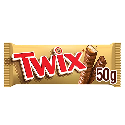 Twix Chocolatina Con Galleta Crujiente Y Suave Recubiertos De Chocolate Con Leche, En Barrita Doble ( Chocolatinas X 50g), Caramelo, 25 Unidad