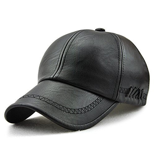 Ueither Gorra de Béisbol para Hombre Ajustable Sombrero de Cuero Suave de PU Sombrero Deportivo Al Aire Libre Otoño Invierno