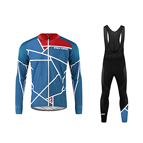 UGLY FROG Bike Wear - Manga Larga Maillot +Pantalones para Hombre Set Bib Tights with Gel Pad