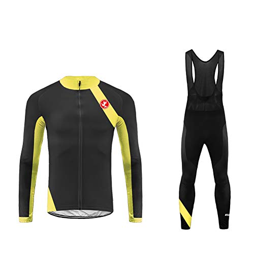 UGLY FROG Conjunto de Ropa de Ciclismo - Jersey de Manga Larga y Zip Completo+ Pantalones de Acolchado 3D Cómodo Respirable Secado Rápido - Ropa Deportivo para Bicicleta de Montaña CXML06