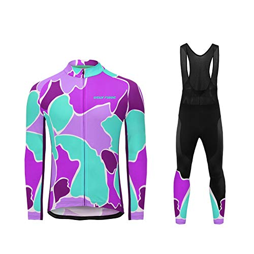 UGLY FROG Maillot Ciclismo Hombre Invierno Ropa de Bicicleta Hombre Conjunto de Jersey de Manga Larga Top y Culotte Pantalones Acolchado 3D Térmico A Prueba de Viento ZRMH01