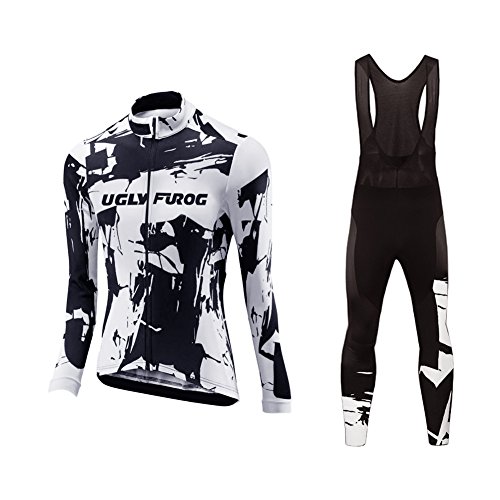 UGLY FROG Último Mujer Warm Ciclismo Mangas Largas Maillots+Bib Pantalones Cortos Set Cremallera Completa Moda Transpirable Winter Cálido Ropa Deportiva