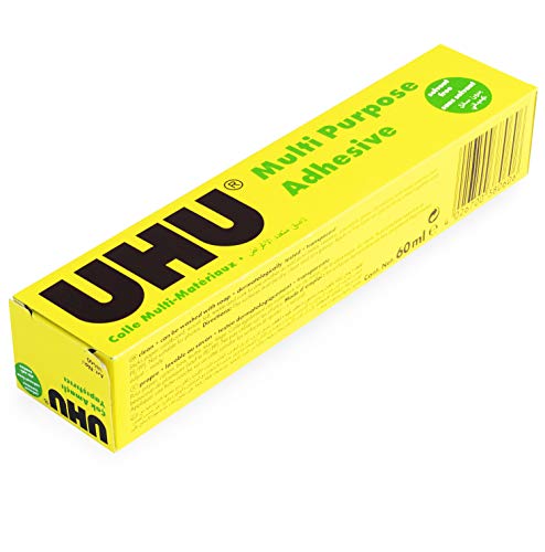 UHU Pegamento adhesivo multiusos – libre de disolventes – 60 ml – Paquete de 12 tubos