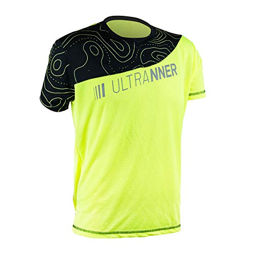 ULTRANNER - ARVES | Camiseta Técnica Hombre Manga Corta - Camiseta Transpirable Ultraligera Apta para Trail Running Trekking Y Más - Color Amarillo Fluorescente para Más Visibilidad Talla M