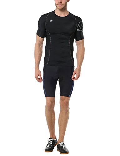 Ultrasport Bike Culote de Ciclismo, Hombre, Negro/Azul Victoria, L