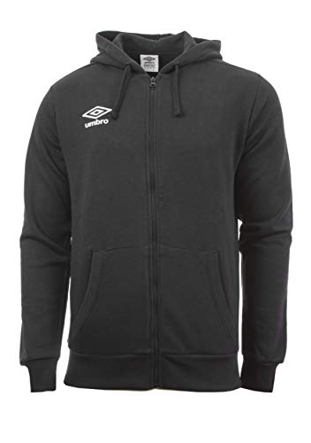 UMBRO Fleece Zip Through Small Logo Hoodie Chaqueta con Capucha, Hombre, Negro, M