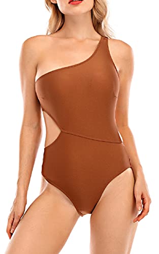 UMIPUBO Traje De Baño Mujer Una Pieza Bañador de Baño Conjunto de Bikini Push up Sujetador Acolchado Monokini Traje de baño Ropa De Baño Bikini para Mujeres (marrón, L)