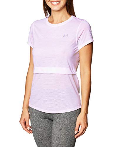 Under Armour Camiseta de Manga Corta Streaker 2.0 Inverse Camiseta, Mujer, Crystal Lilac/Crystal Lilac/Reflective (570), SM