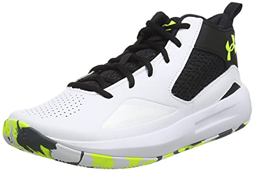 Under Armour UA Lockdown 5, Zapatillas de bsquetbol Unisex Adulto, White/Black/High-Vis Yellow, 44 EU