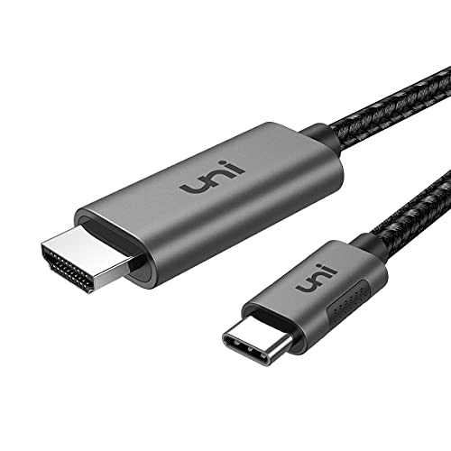 uni Cable USB C a HDMI (4K@60Hz), USB-C a HDMI 4K Cable, Nylon trenzado Cable Tipo C a HDMI, Comatible Thunderbolt 3, Usa para iPad Pro, MacBook, Galaxy S21, Surface Book 2/Go, etc - 1,8m