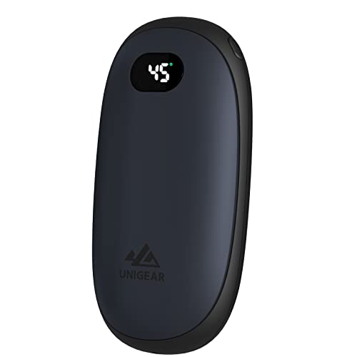 Unigear Calentador de Manos Recargable - Reutilizable Portable Electrónico Calienta Manos 5200mah USB Banco de Energía Calor 35-55°C y Digital Pantalla, para Raynauds, Exterior, Camping, Senderismo