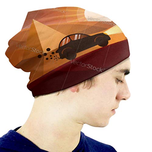 Unisex Beanie Hat Cálido y Acogedor Coche Carretera Paisaje de Dibujos Animados Vector 3D Niños Moda Beanie Caps Adecuado para niños de 3 a 15 años