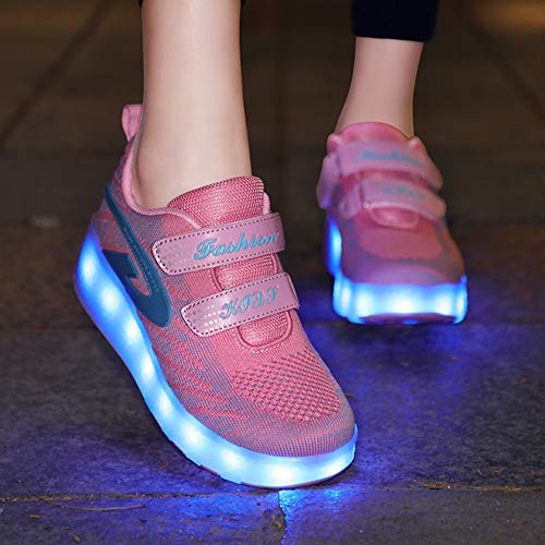 Unisex Niños LED Luces Zapatos Carga USB 7 Colores Iluminar LED Doble Ruedas Zapatos Retráctil Tecnologia Skateboarding Rollerblades Aire Libre Deporte Zapatos para Niños Niñas