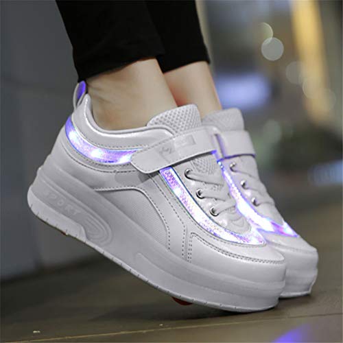 Unisex Niños Niñas Zapatos Sneakers USB Ajustable Rueda Roller Automática de Skate Zapatillas Recargable LED Luz Moda Aire Libre Parpadea con Ruedas Zapatos Patines Deportes Running Shoes