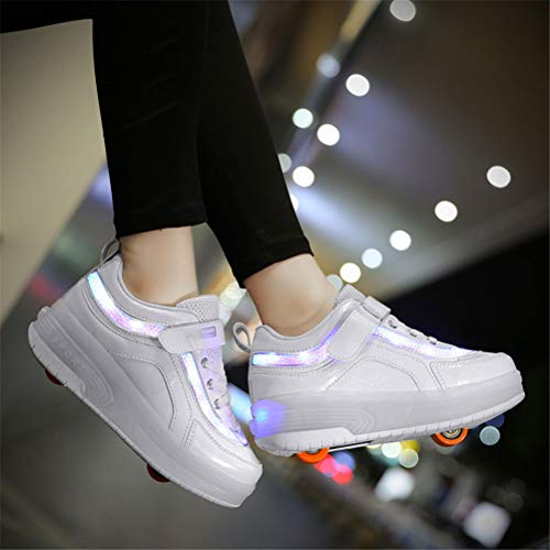 Unisex Niños Niñas Zapatos Sneakers USB Ajustable Rueda Roller Automática de Skate Zapatillas Recargable LED Luz Moda Aire Libre Parpadea con Ruedas Zapatos Patines Deportes Running Shoes