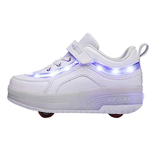 Unisex Niños Niñas Zapatos Sneakers USB Ajustable Rueda Roller Automática de Skate Zapatillas Recargable LED Luz Moda Aire Libre Parpadea con Ruedas Zapatos Patines Deportes Running Shoes