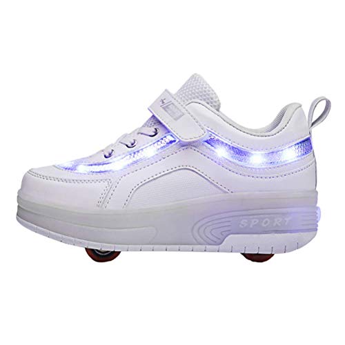 Unisex Niños Niñas Zapatos Sneakers USB Ajustable Rueda Roller Automática de Skate Zapatillas Recargable LED Luz Moda Aire Libre Parpadea con Ruedas Zapatos Patines Deportes Running Shoes