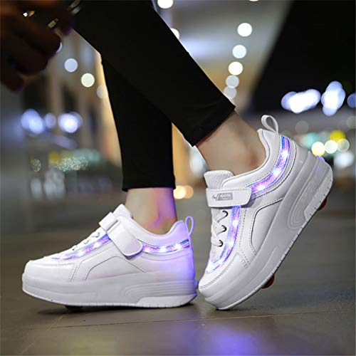 Unisex Niños Niñas Zapatos Sneakers USB Ajustable Rueda Roller Automática de Skate Zapatillas Recargable LED Luz Moda Aire Libre Parpadea con Ruedas Zapatos Patines Deportes Running Shoes