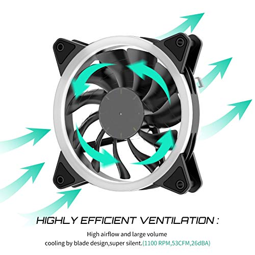 upHere 120mm Colorido LED Ventilador de PC - Ventilador para Ordenador, Silencioso Paquete de 3(F03CF)