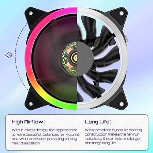 upHere 120mm Colorido LED Ventilador de PC - Ventilador para Ordenador, Silencioso Paquete de 3(F03CF)