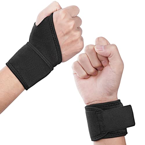 URAQT Muñequeras Deportivas, 2 pcs Soporte de la Muñeca, Ajustable Muñequera Transpirable, Muñequeras Hombre y Mujer para Artritis, Tendinitis, Alivio Del Dolor Del Túnel Carpiano y Esguince de Pulgar