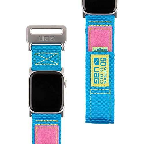 Urban Armor Gear Active Correa para Apple Watch 45mm/44mm/42mm [Watch SE, Series 7/Series 6/Series 5/Series 4/Series 3/Series 2/Series 1, Correa de Repuesto de Nylon] 80s Azul/Rosa, 80s (191489115695)