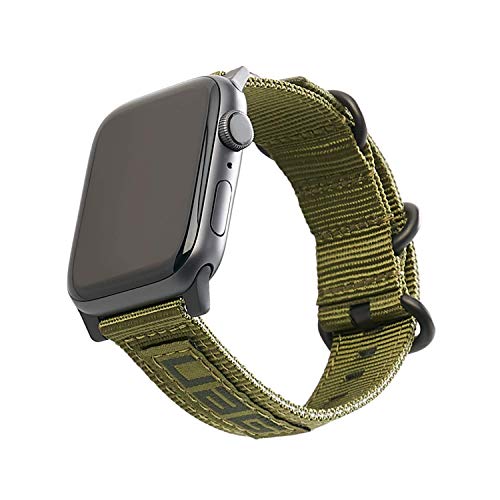 Urban Armor Gear Brazalete Nato para Apple Watch 42mm / 44mm (Watch SE, Series 6 / Series 5 / Series 4 / Series 3 / Series 2 / Series 1, Correa de nylon de repuesto) verde oliva