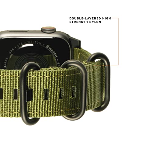 Urban Armor Gear Brazalete Nato para Apple Watch 42mm / 44mm (Watch SE, Series 6 / Series 5 / Series 4 / Series 3 / Series 2 / Series 1, Correa de nylon de repuesto) verde oliva