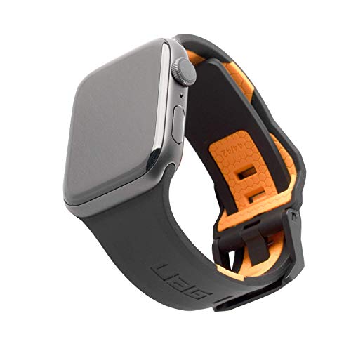 Urban Armor Gear Civilian Brazalete para Apple Watch 42mm/ 44mm [Serie 5 / Serie 4 / Serie 3 / Serie 2 / Serie 1, correa de sustitución de silicona blanda, cierre de acero] - negro / naranja