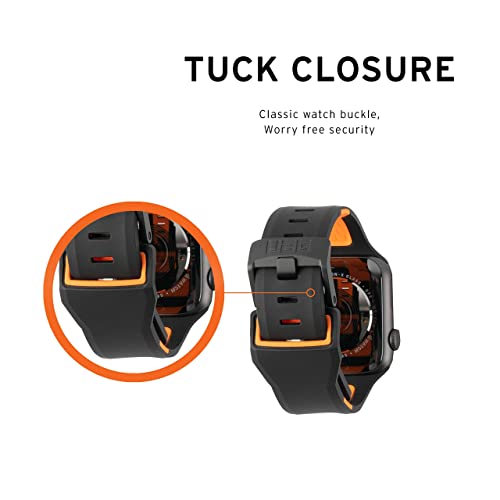 Urban Armor Gear Civilian Brazalete para Apple Watch 42mm/ 44mm [Serie 5 / Serie 4 / Serie 3 / Serie 2 / Serie 1, correa de sustitución de silicona blanda, cierre de acero] - negro / naranja