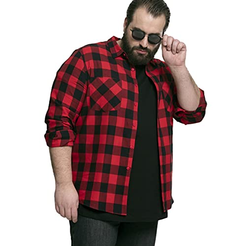 Urban Classics Checked Flanell Shirt - Camisa, negro / rojo, XXL