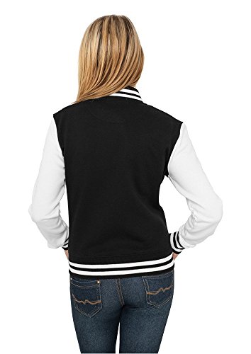 Urban Classics Ladies 2-tone College Sweatjacket, Sudadera Mujer, Multicolor (Blk/Wht), XS (Talla del fabricante: XS)