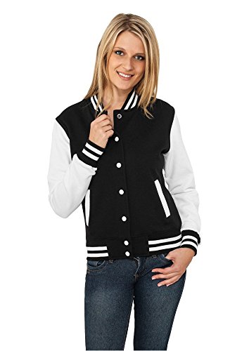 Urban Classics Ladies 2-tone College Sweatjacket, Sudadera Mujer, Multicolor (Blk/Wht), XS (Talla del fabricante: XS)