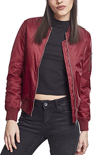 Urban Classics Ladies Basic Bomber Jacket Chaqueta, Rojo-Rojo (Burdeos 606), 34 (Tamaño del Fabricante: XS) para Mujer