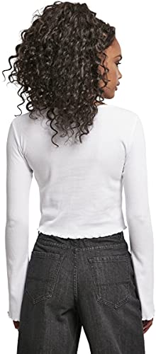 Urban Classics Ladies Cropped Rib Cardigan Sudadera, Blanco, S para Mujer