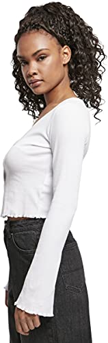 Urban Classics Ladies Cropped Rib Cardigan Sudadera, Blanco, S para Mujer