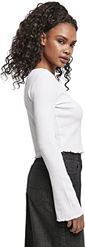 Urban Classics Ladies Cropped Rib Cardigan Sudadera, Blanco, S para Mujer