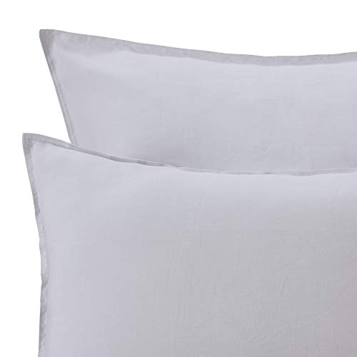 URBANARA Bellvis – Juego de cama 100 % puro lino belga, gris claro, 2 fundas de almohada de 80 x 40 cm, juego de 2 piezas de lino para cama de verano, ropa de cama de lino, funda de almohada