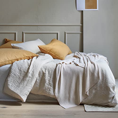 URBANARA Ropa de cama de lino "Mafalda" 100% lino, color blanco – 2 fundas de almohada de 80 x 40 cm, juego de 2 piezas, ropa de cama de lino, ropa de cama de verano