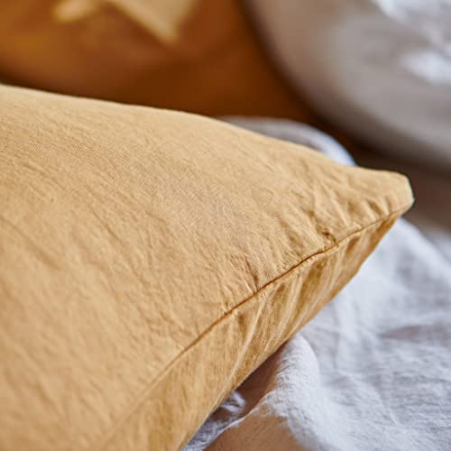 URBANARA Ropa de cama de lino "Mafalda" 100% lino, color blanco – 2 fundas de almohada de 80 x 40 cm, juego de 2 piezas, ropa de cama de lino, ropa de cama de verano