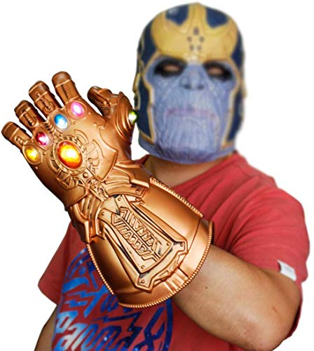 UrMsun Iron Man Infinity Gauntlet con 2 Pilas Recambio, Guantele Thanos Vengadores 4 Final del Juego Iron Man Infinity Gauntlet Hulk Thanos Capitan America Thor Cosplay (Dorado)