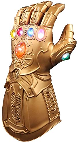 UrMsun Iron Man Infinity Gauntlet con 2 Pilas Recambio, Guantele Thanos Vengadores 4 Final del Juego Iron Man Infinity Gauntlet Hulk Thanos Capitan America Thor Cosplay (Dorado)