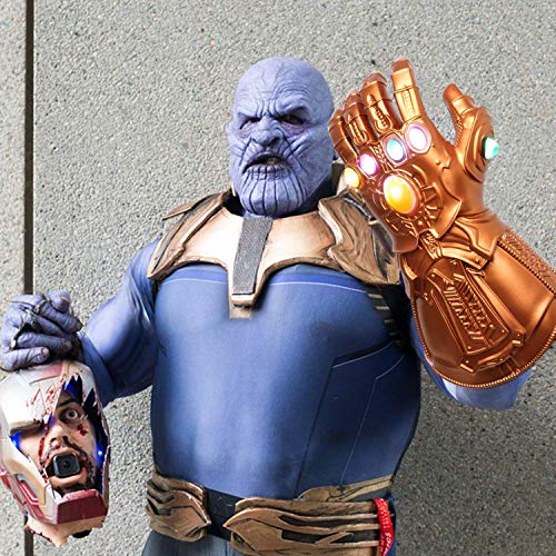 UrMsun Iron Man Infinity Gauntlet con 2 Pilas Recambio, Guantele Thanos Vengadores 4 Final del Juego Iron Man Infinity Gauntlet Hulk Thanos Capitan America Thor Cosplay (Dorado)