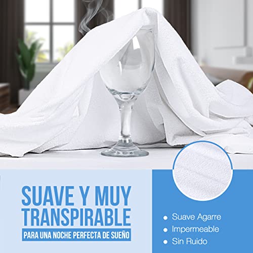 Utopia Bedding Impermeable Protector De Colchón 160 x 200 cm, Premium Funda De Colchón De Rizo 200 gsm, Transpirable, Elástico En Todo El Contorno