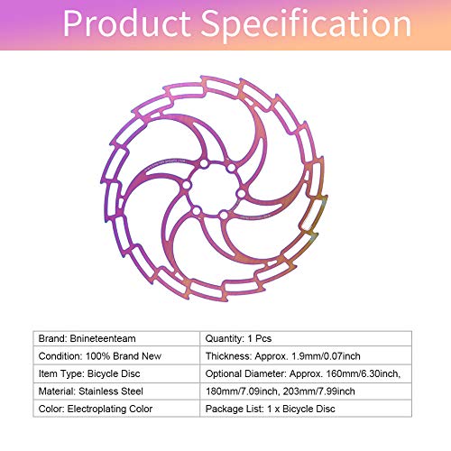 V GEBY Rotor de Freno de Disco Flotador de Disco Flotante Rotores de Placa Placa de Acero Inoxidable Rotores de Bicicleta Aptos para Bicicleta de Carretera MTB BMX160mm 180mm 203mm(180mm)