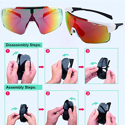 V VILISUN Gafas Deportivas Polarizadas con Protección UV400 con 4 Lentes Intercambiables Gafas De Ciclismo Mujeres Hombres para Deportes Al Aire Libre Ciclismo Motociclismo Correr Pesca Golf